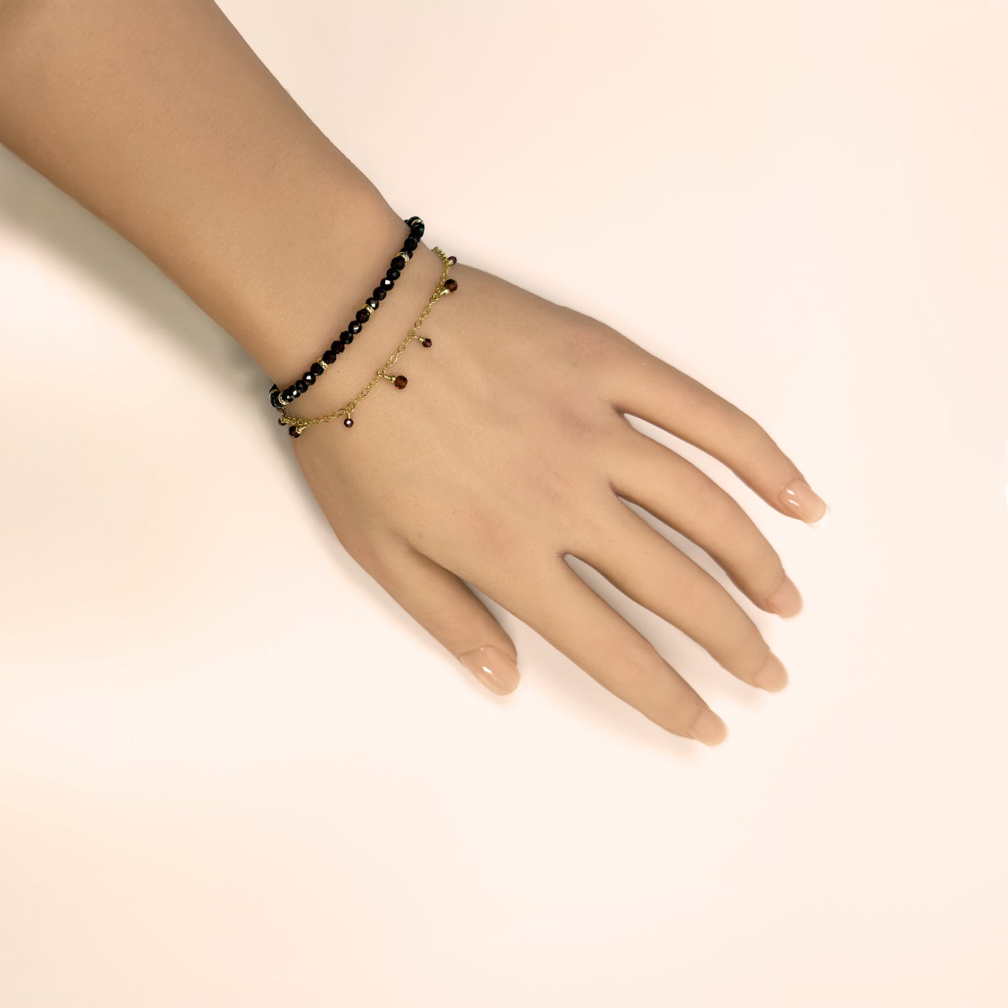 Garnet Dewdrop Charms Bracelet