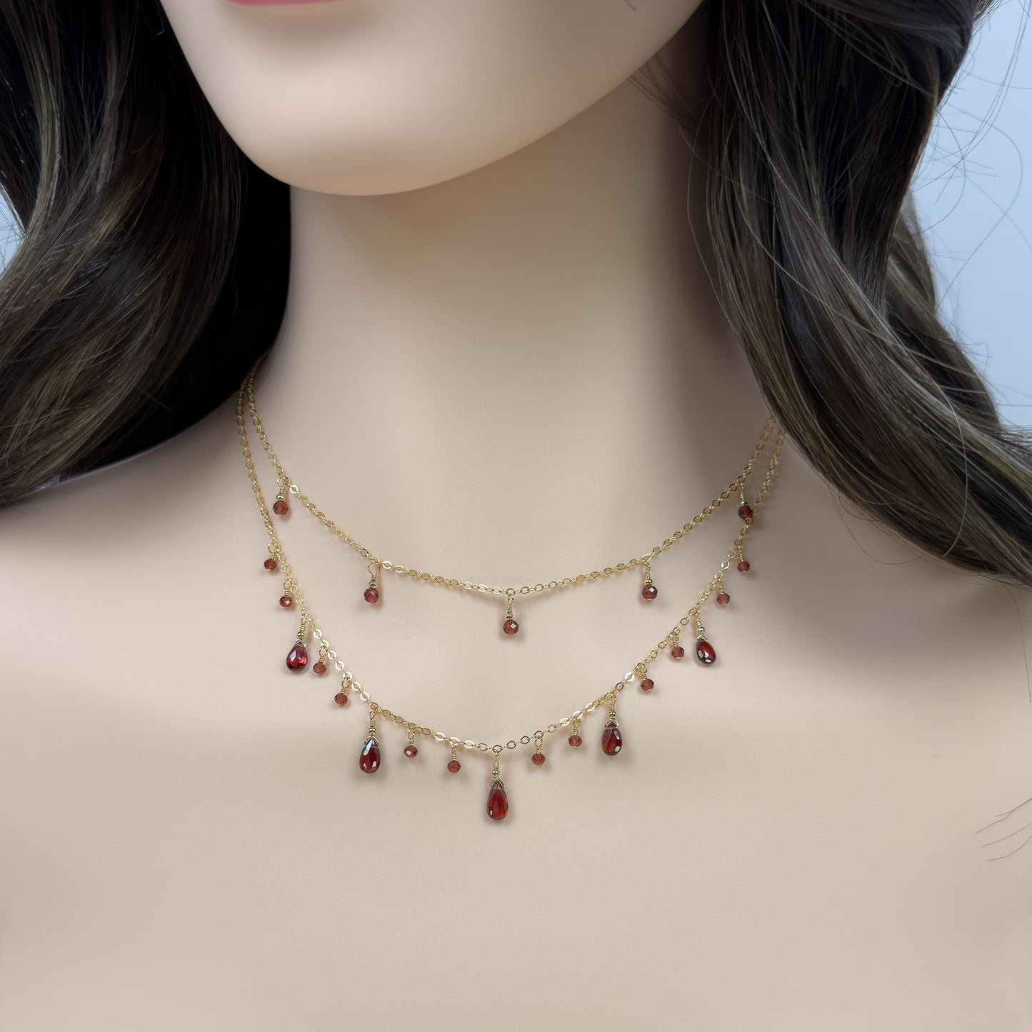 Garnet Dewdrops Necklace
