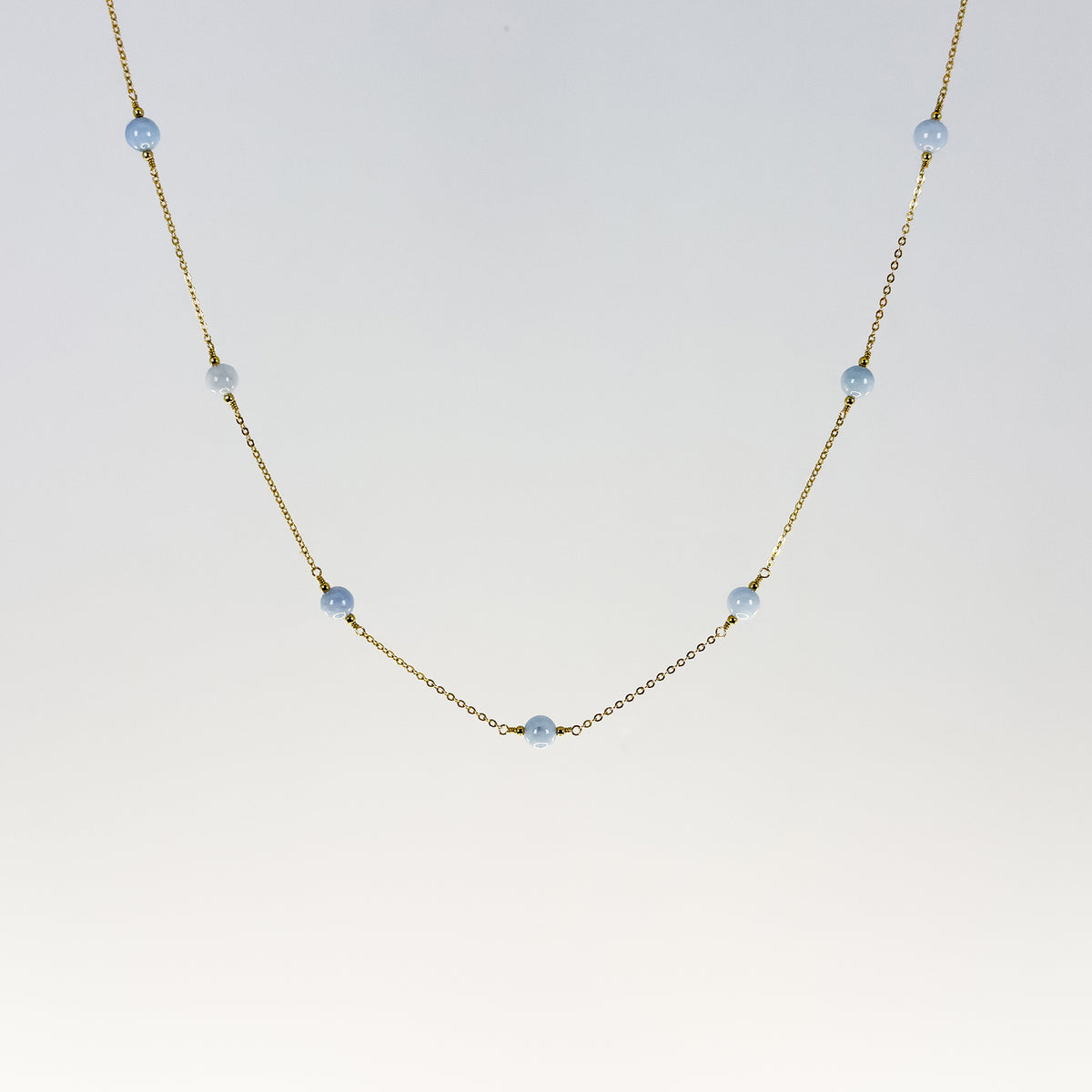 Pale Blue Jade Tin Cup Necklace