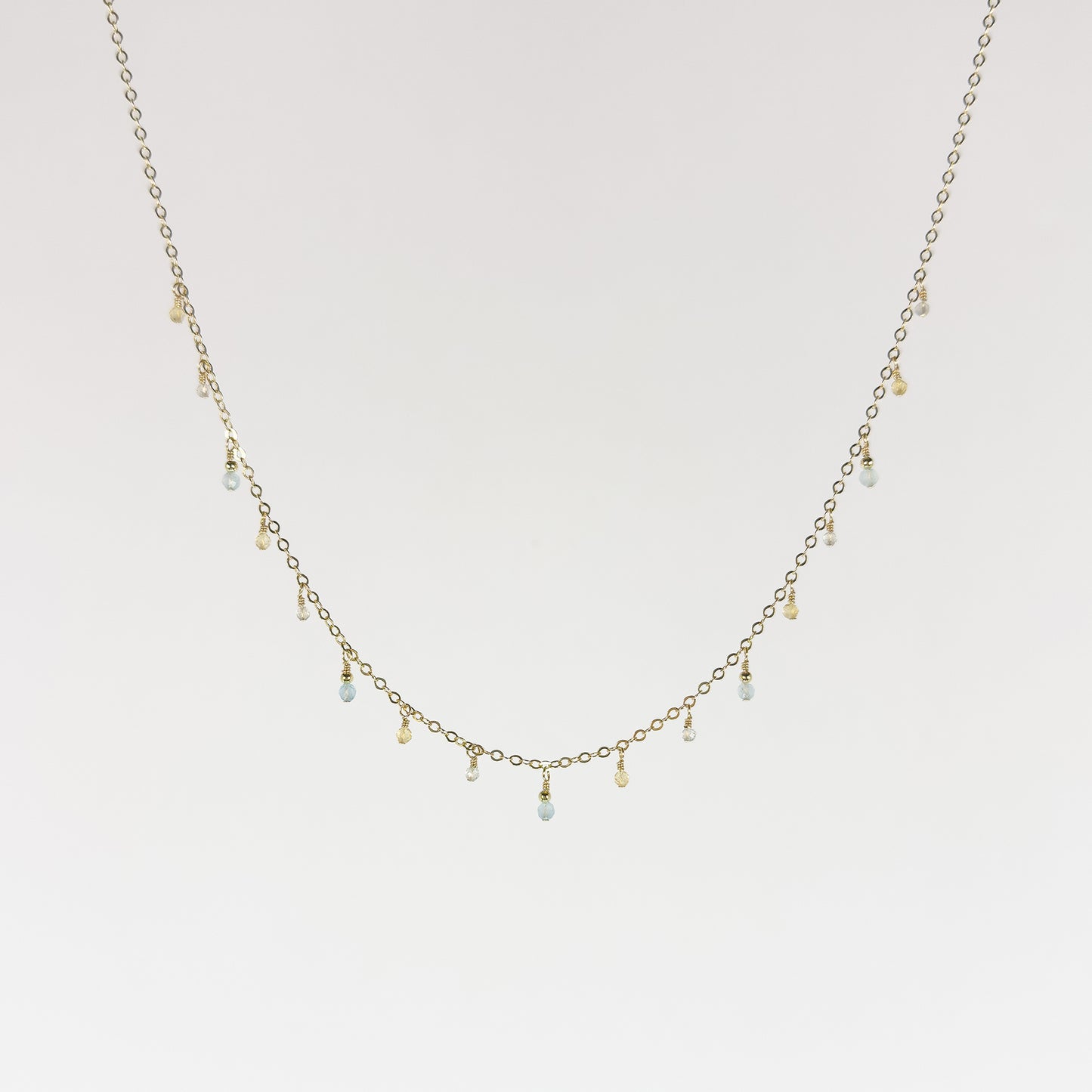 Aquamarine, Citrine and Labradorite Dewdrop Necklace
