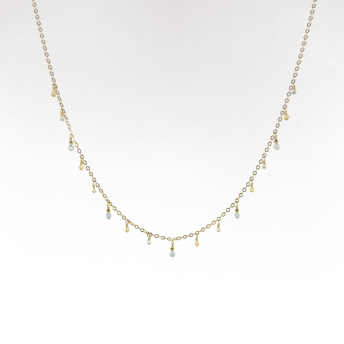 Aquamarine, Citrine and Labradorite Dewdrop Necklace