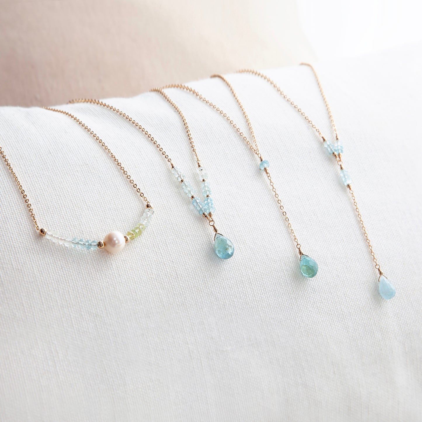 Aquamarine Lariat Necklace #02