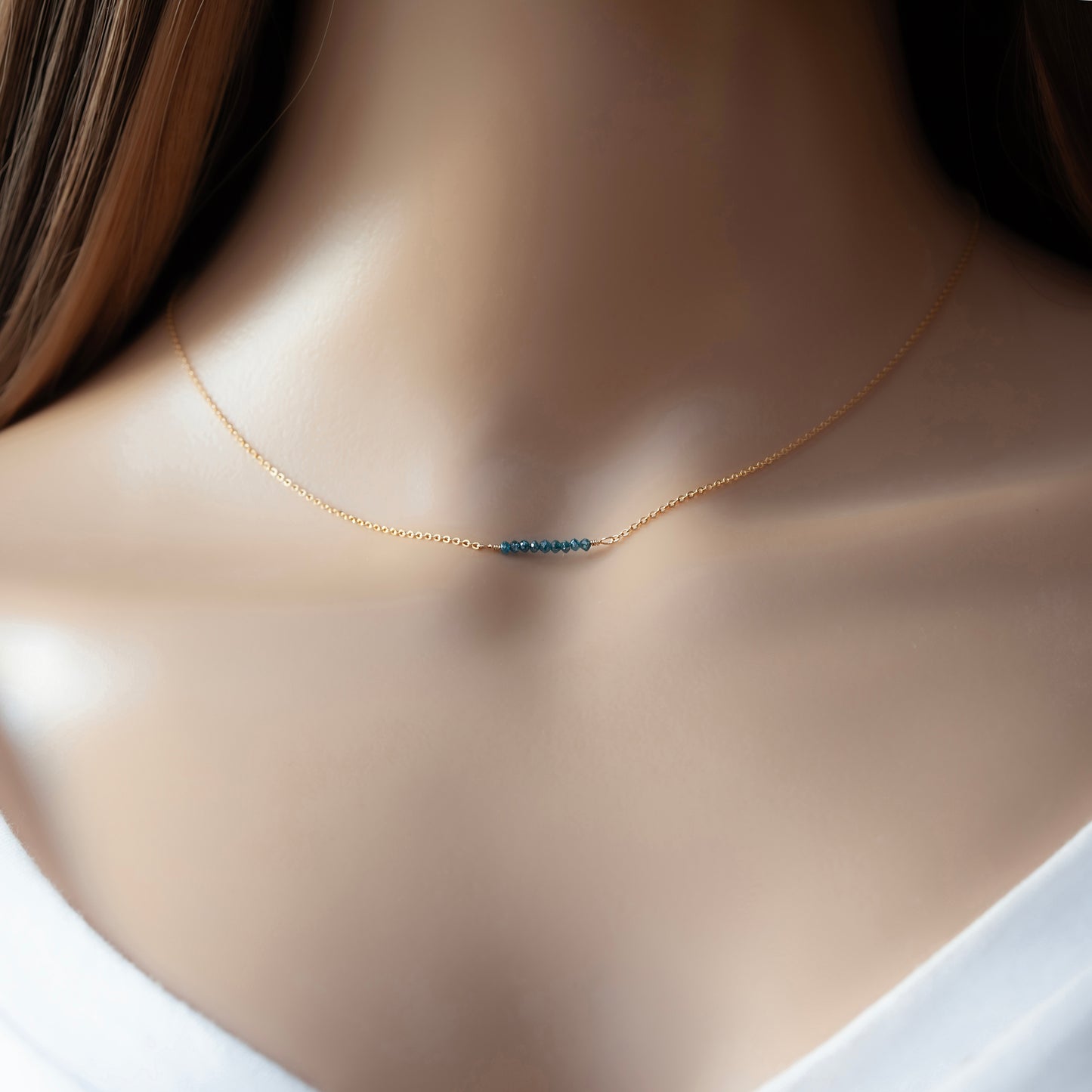 Minimalist Blue Diamond Bar Necklace