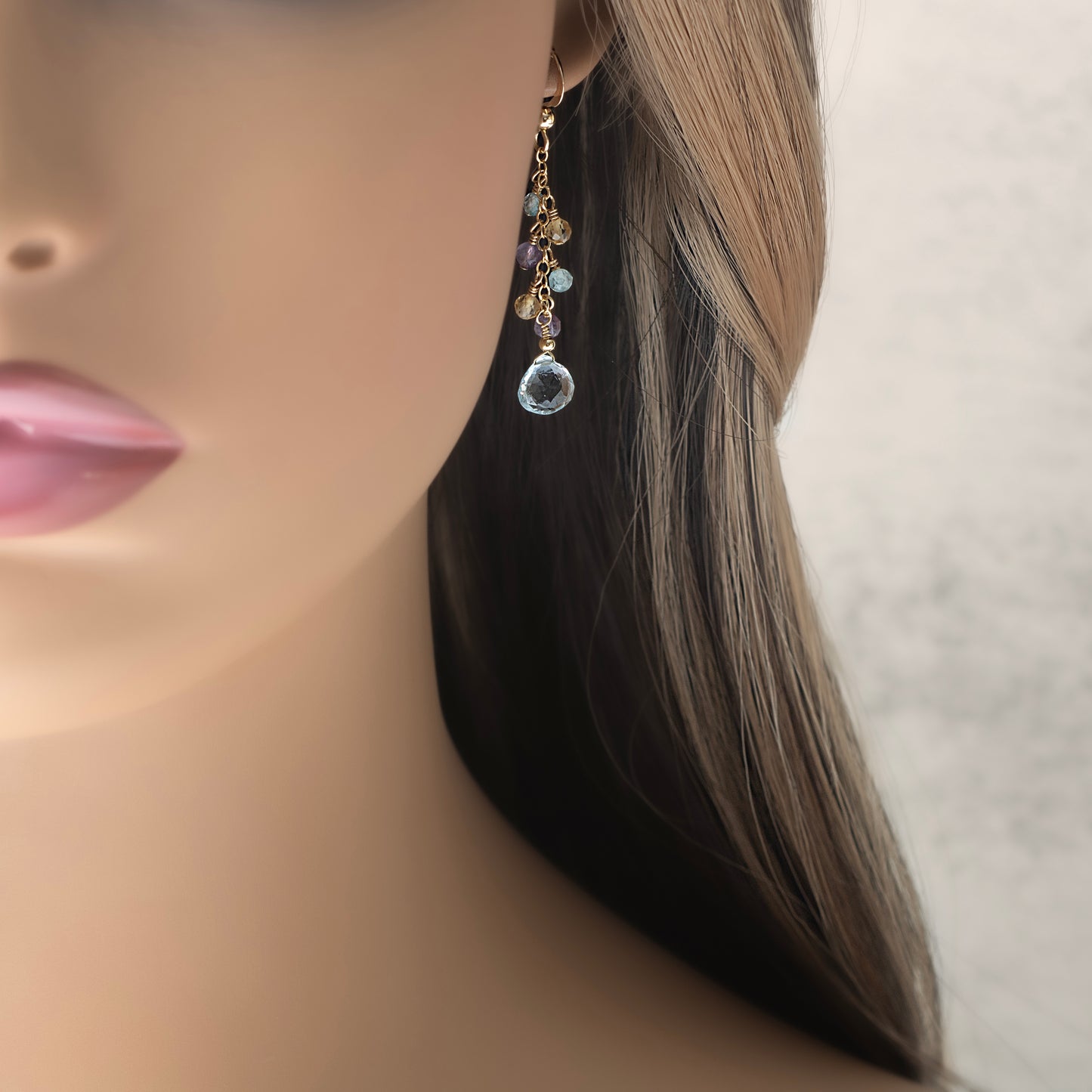 Swiss Blue Topaz Cluster Earrings