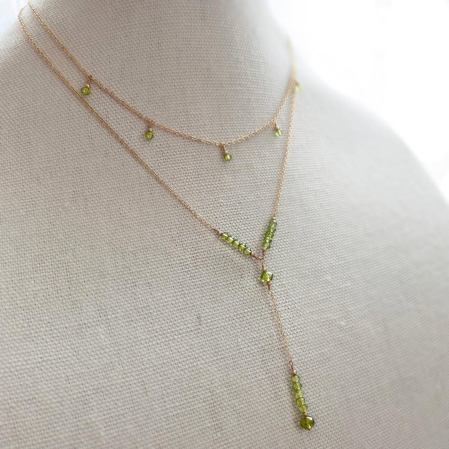 Peridot Lariat Necklace