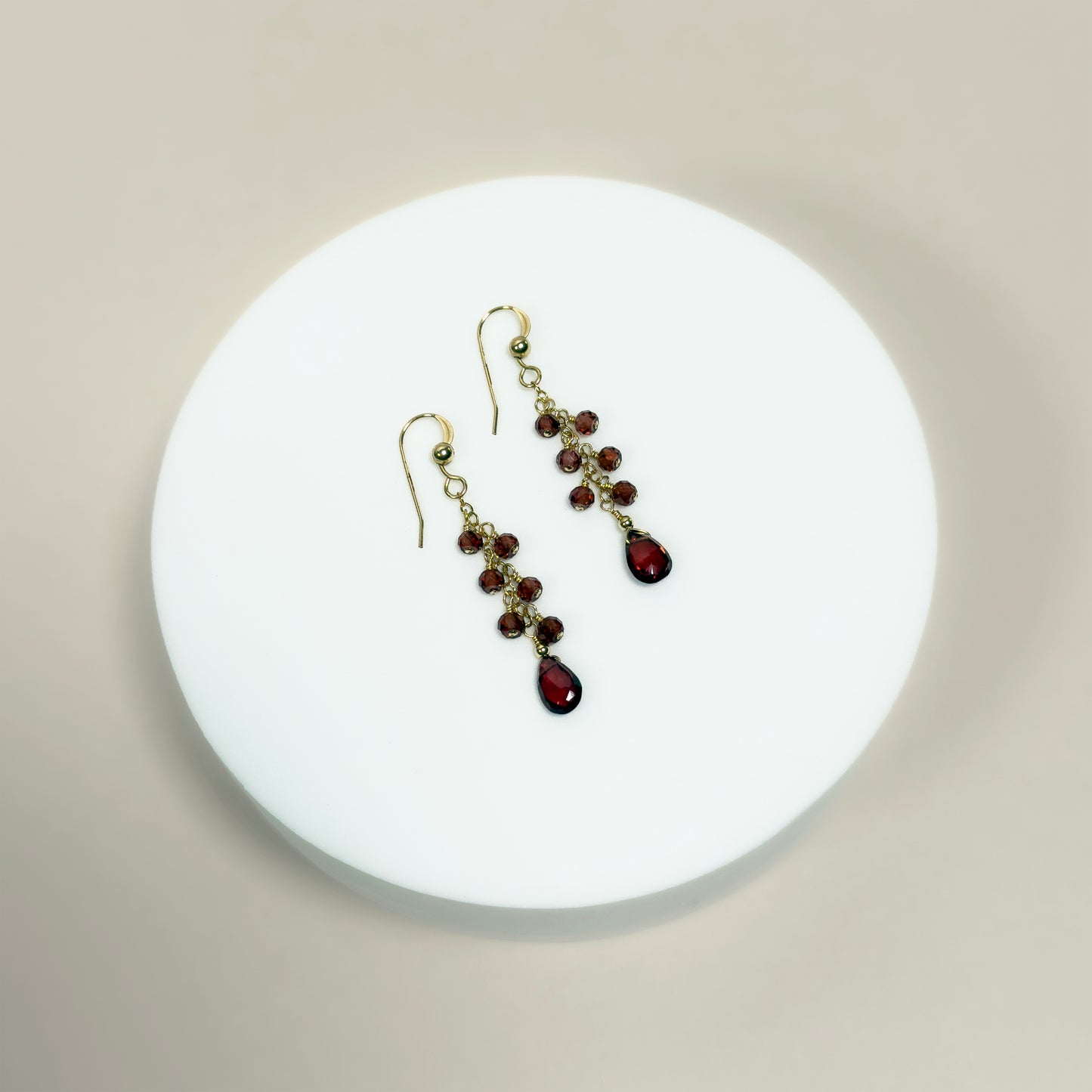 Garnet Cluster Earrings with Teardrop Briolette