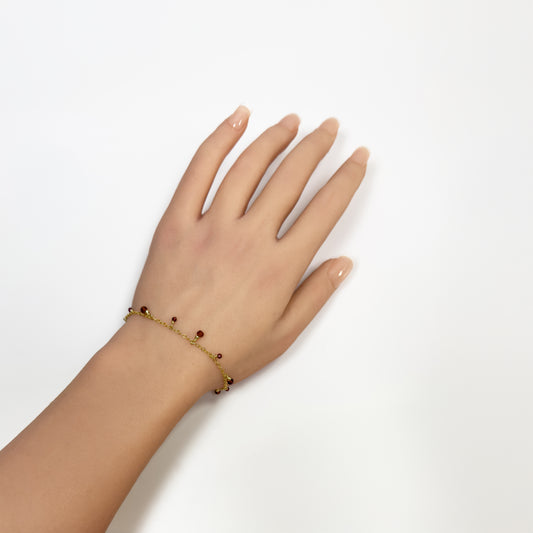 Garnet Dewdrop Charms Bracelet