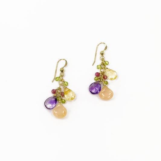 Colorful Gemstone Cluster Earrings