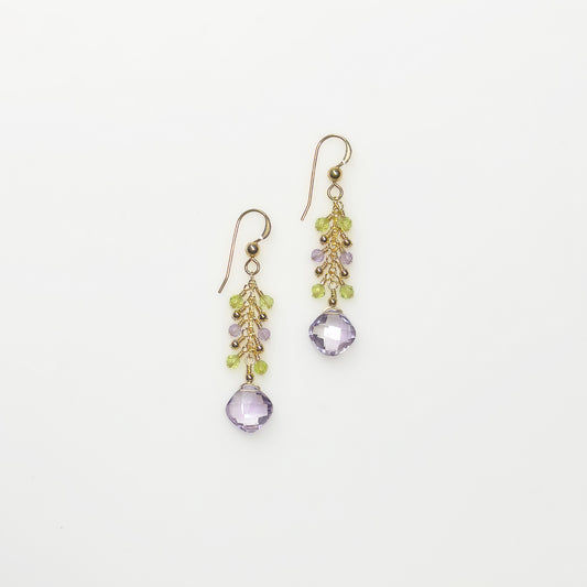 Lavender Amethyst Cushion Cut Drop Earrings