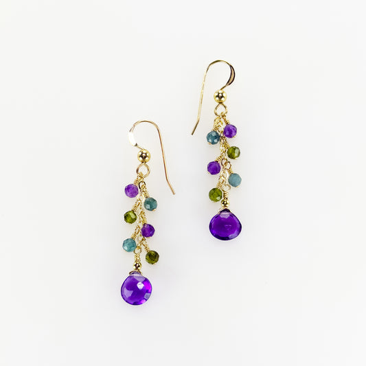 Amethyst and Tourmaline Drop Earrings