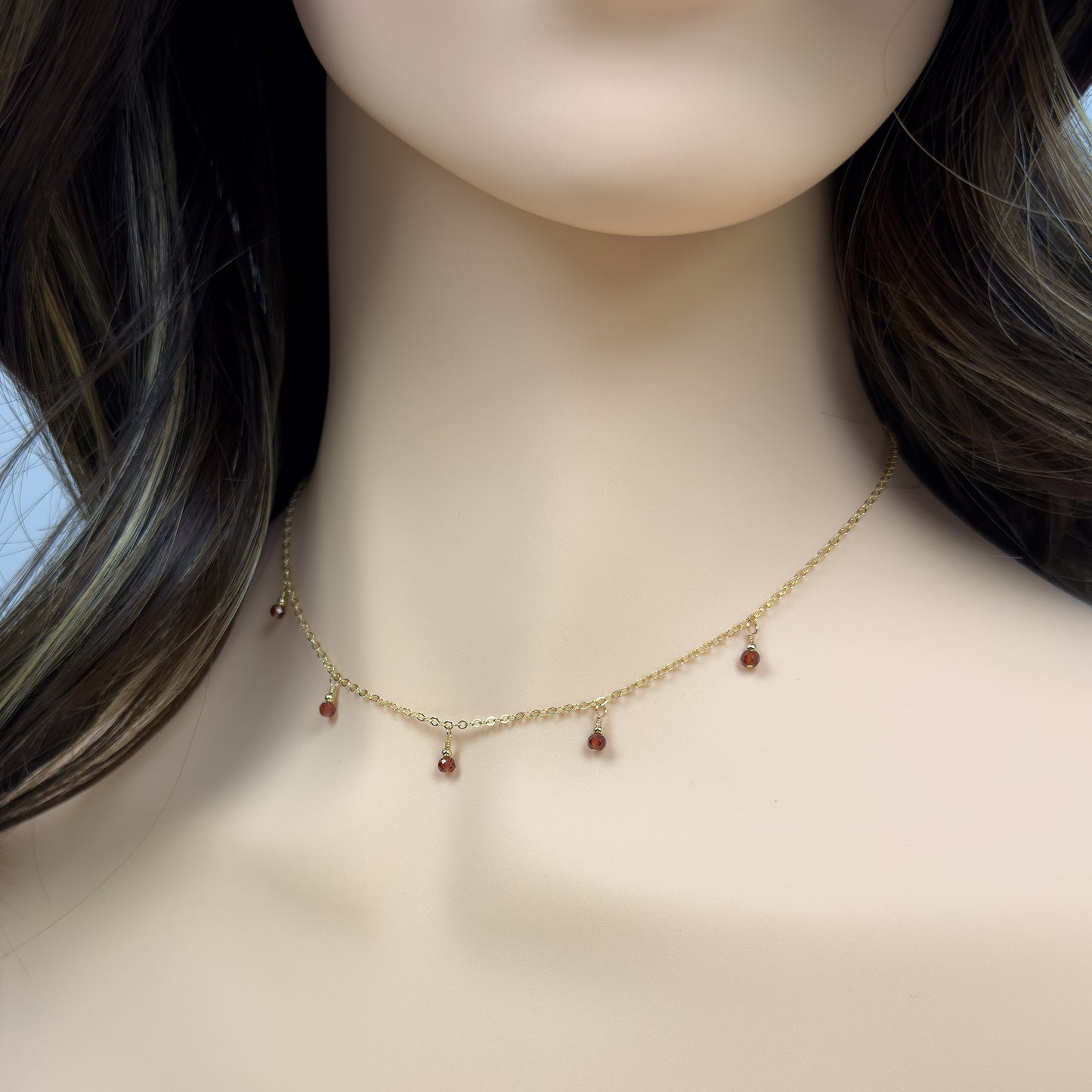 Garnet Dewdrops Necklace