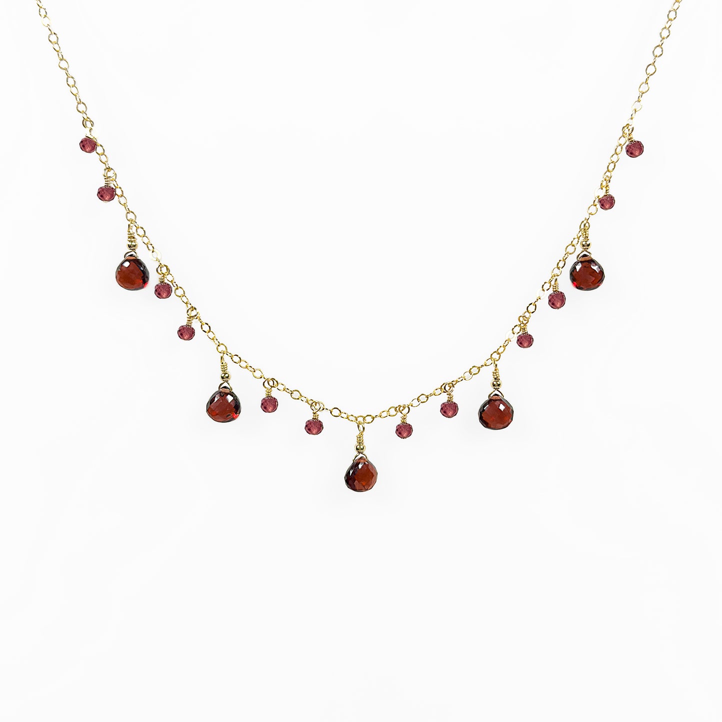 Heart Shape Garnet Charms Necklace