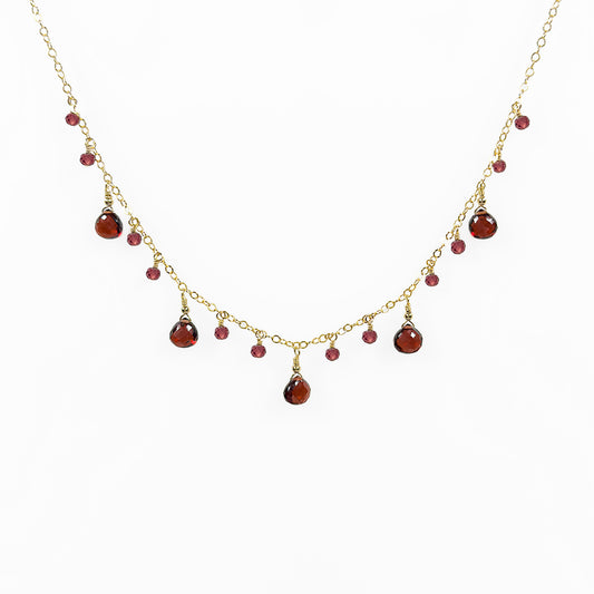 Heart Shape Garnet Charms Necklace