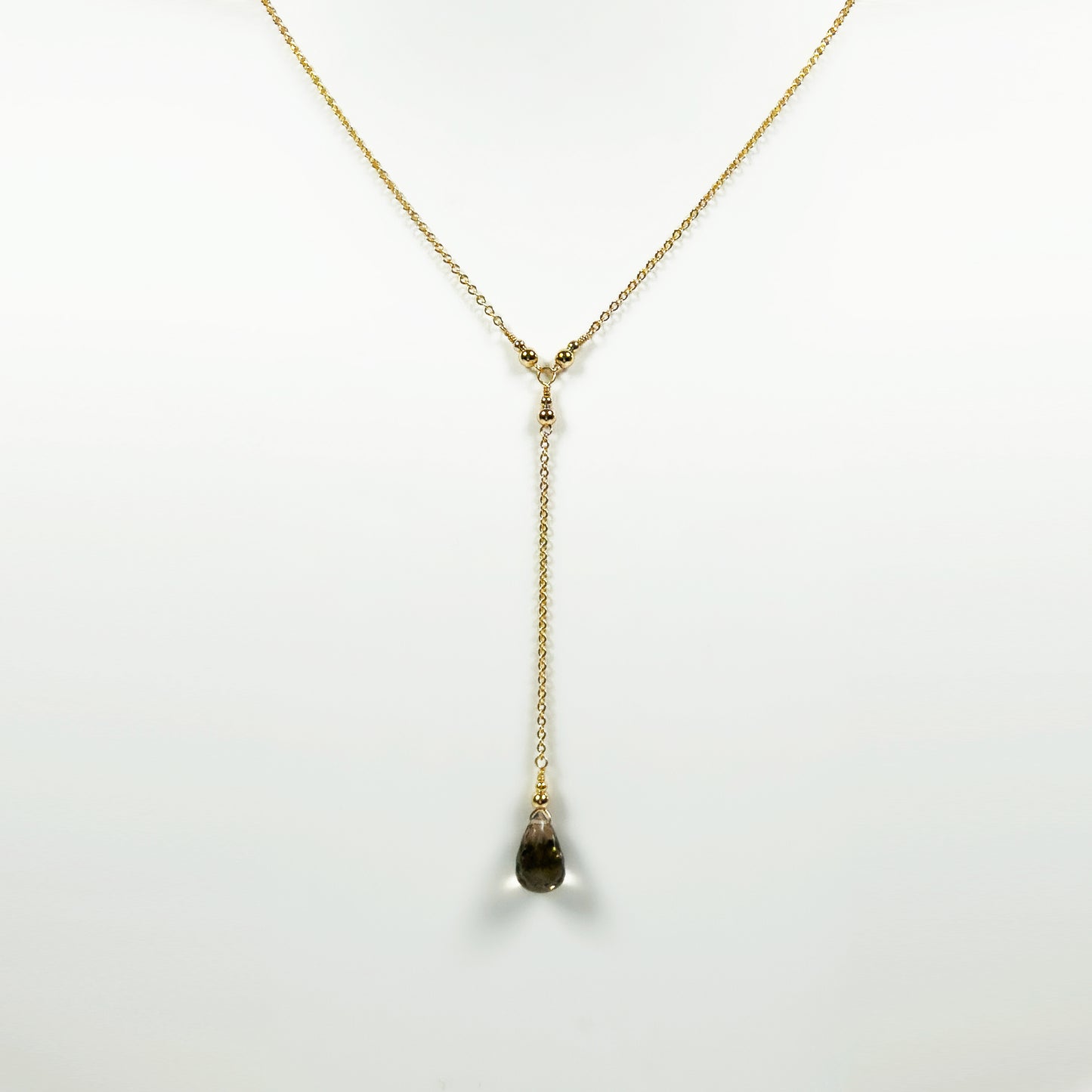 Smoky Quartz Teardrop Lariat Necklace