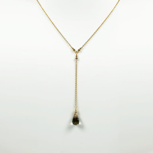Smoky Quartz Teardrop Lariat Necklace