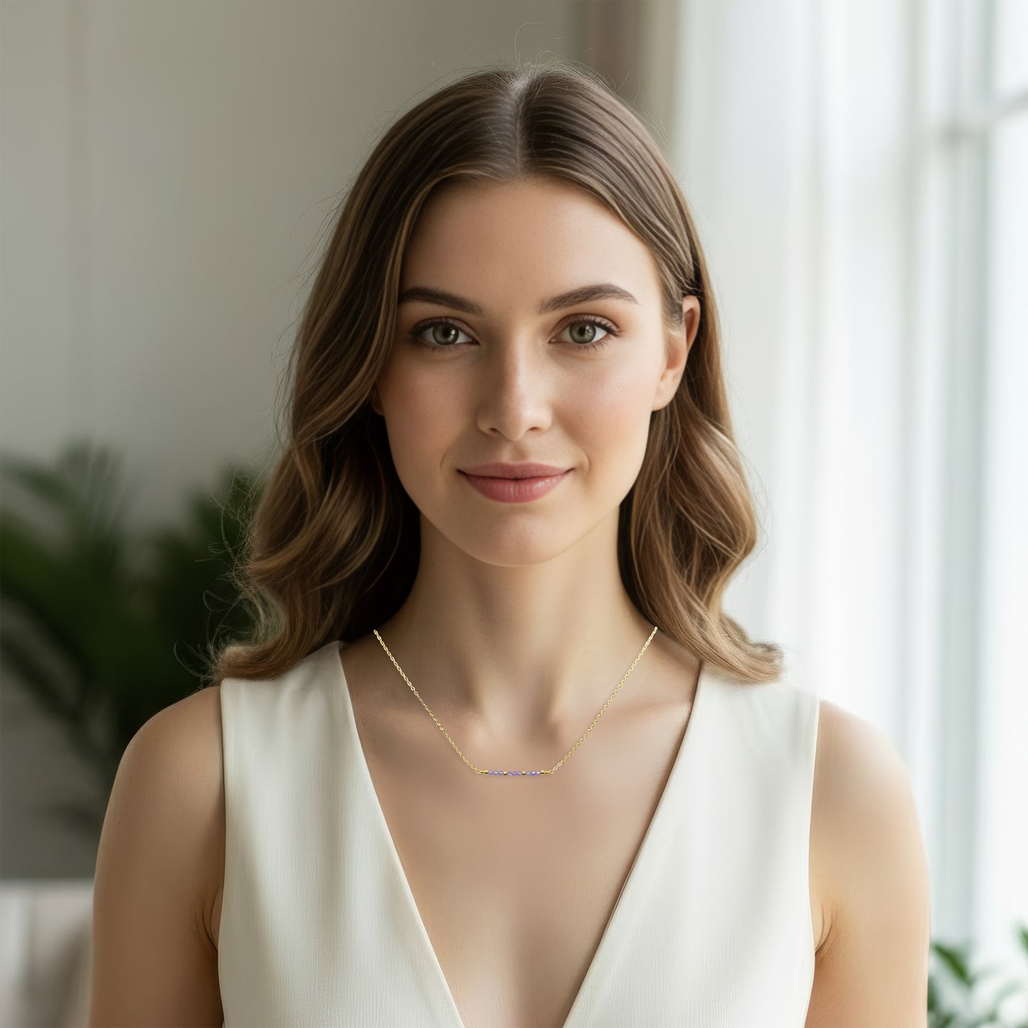 Lavender Amethyst Bar Necklace