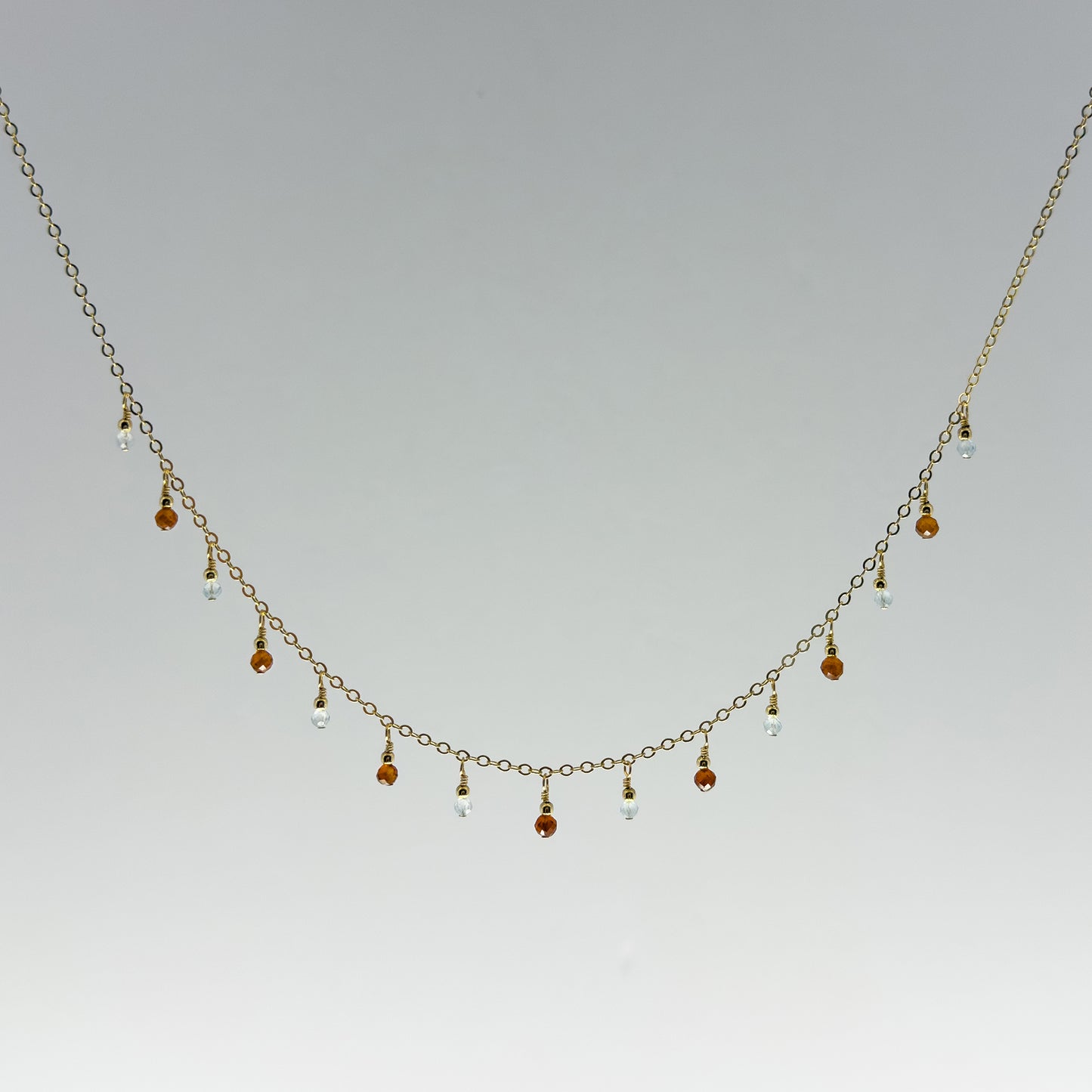 Hessonite and Aquamarine Dewdrops Necklace