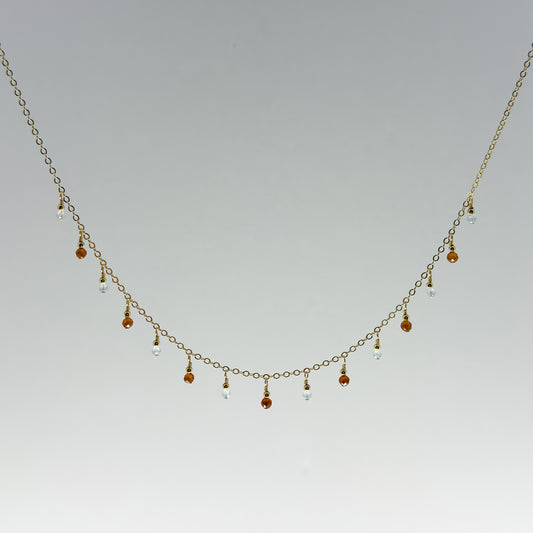 Hessonite and Aquamarine Dewdrops Necklace