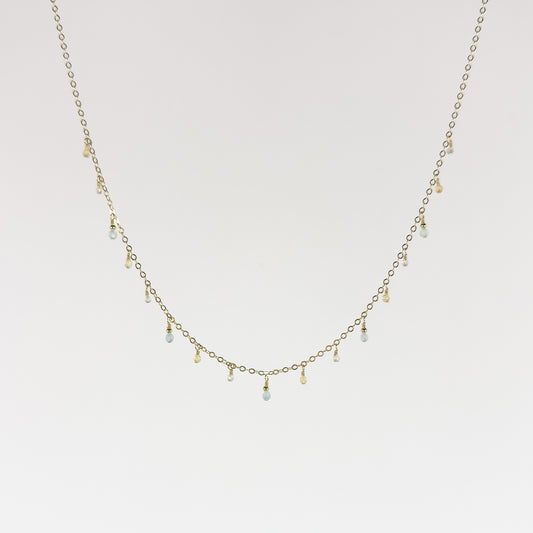 Aquamarine, Citrine and Labradorite Dewdrop Necklace
