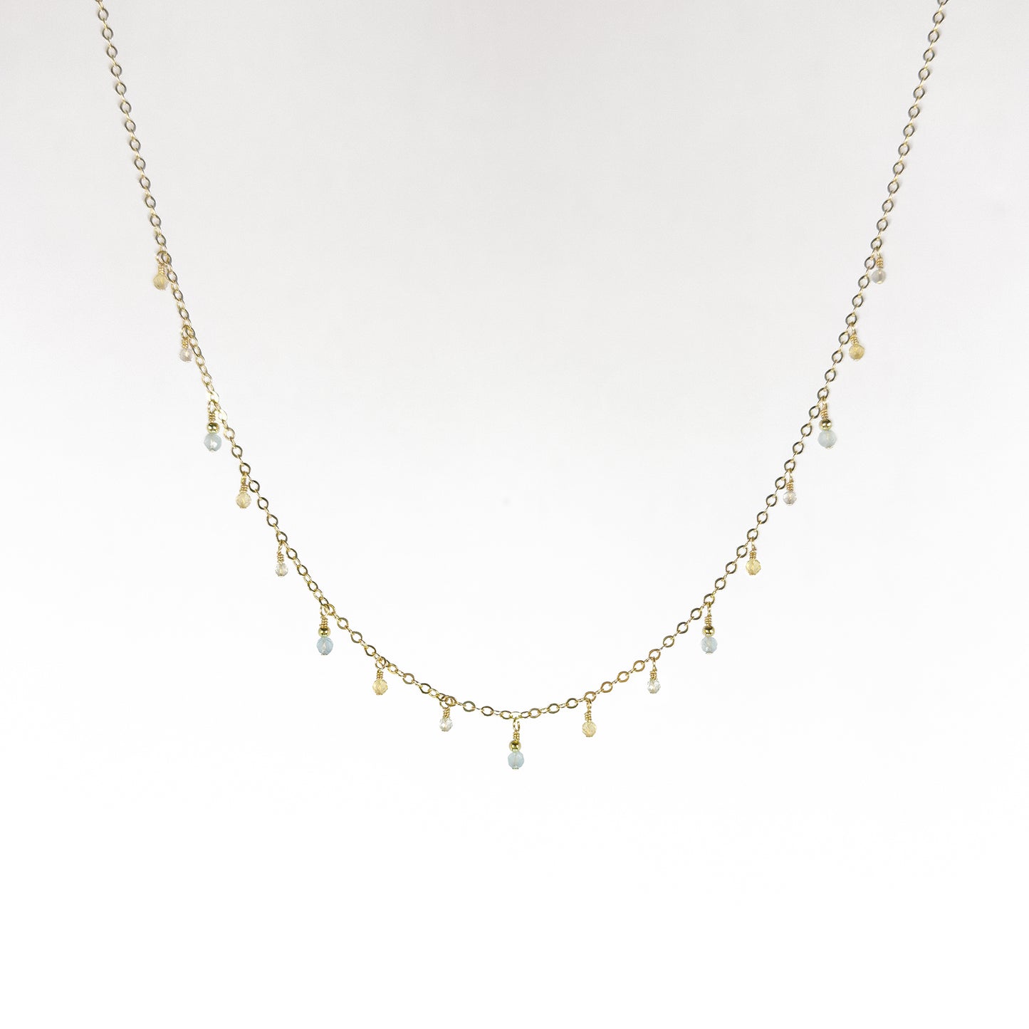 Aquamarine, Citrine and Labradorite Dewdrop Necklace