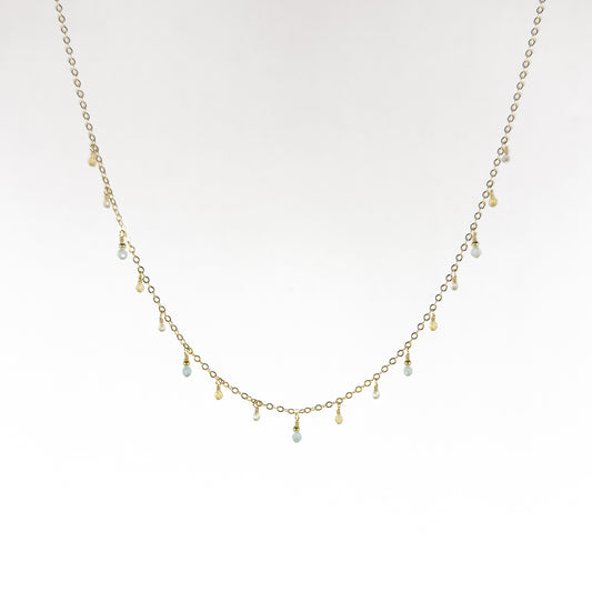 Aquamarine, Citrine and Labradorite Dewdrop Necklace