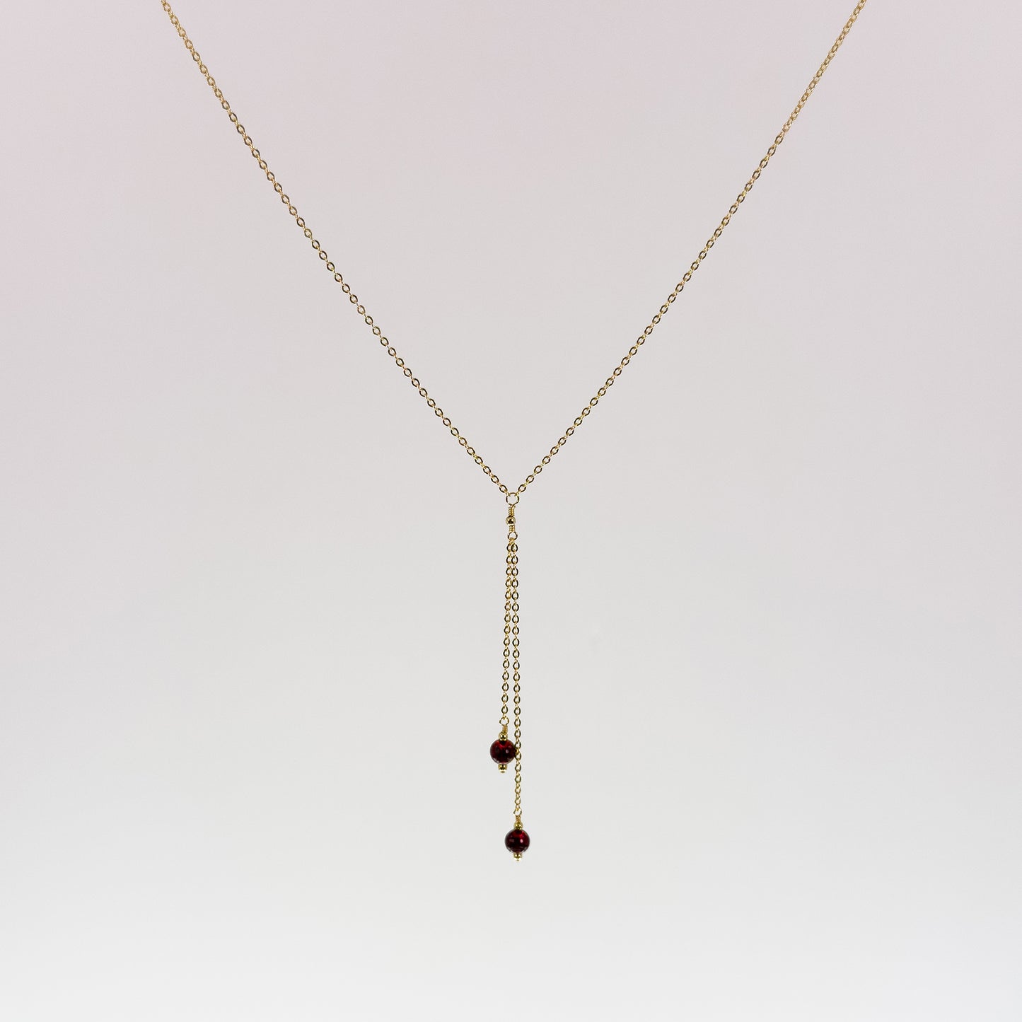 Garnet Lariat Necklace