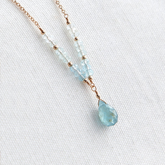 Aquamarine Teardrop Pendant Necklace