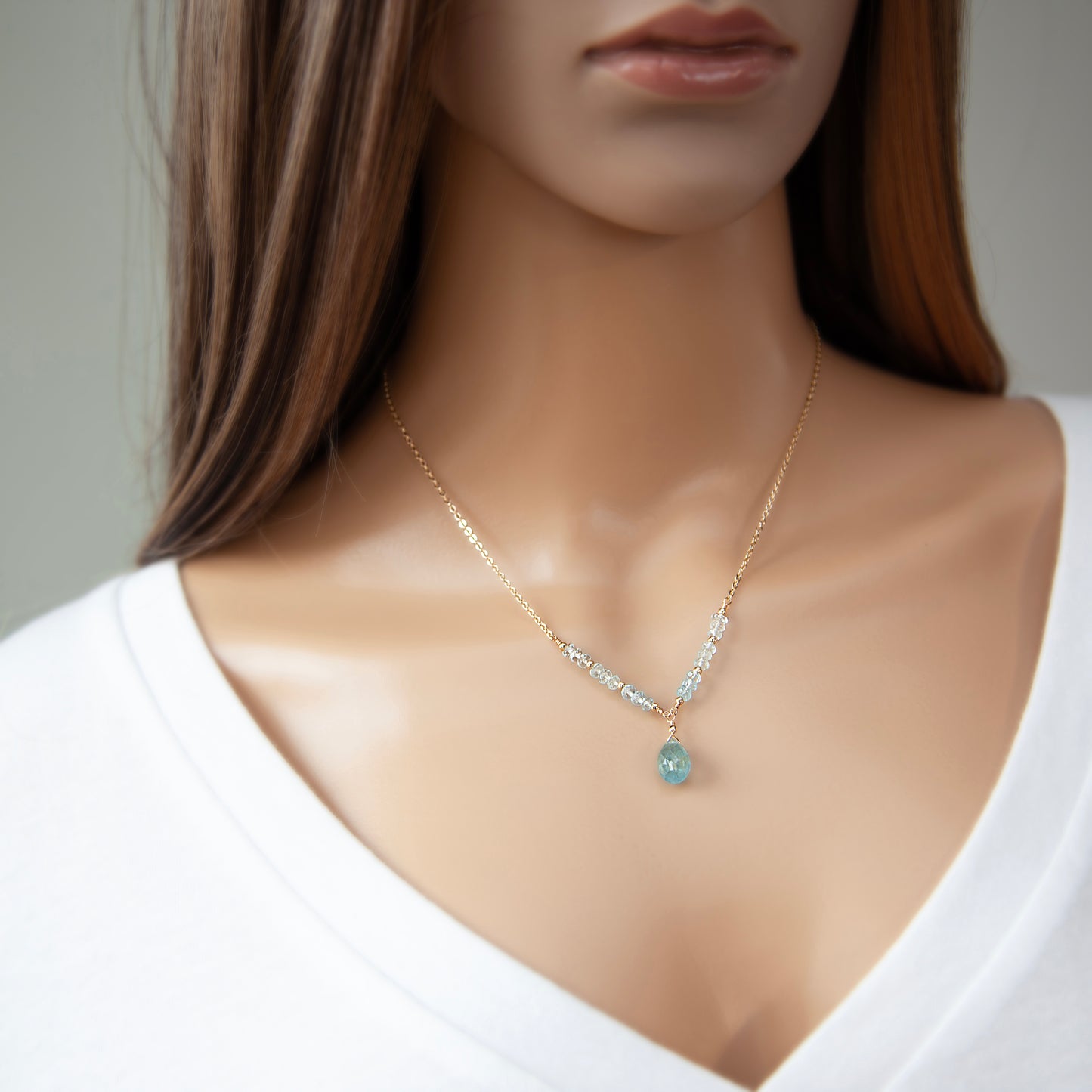 Aquamarine Teardrop Pendant Necklace