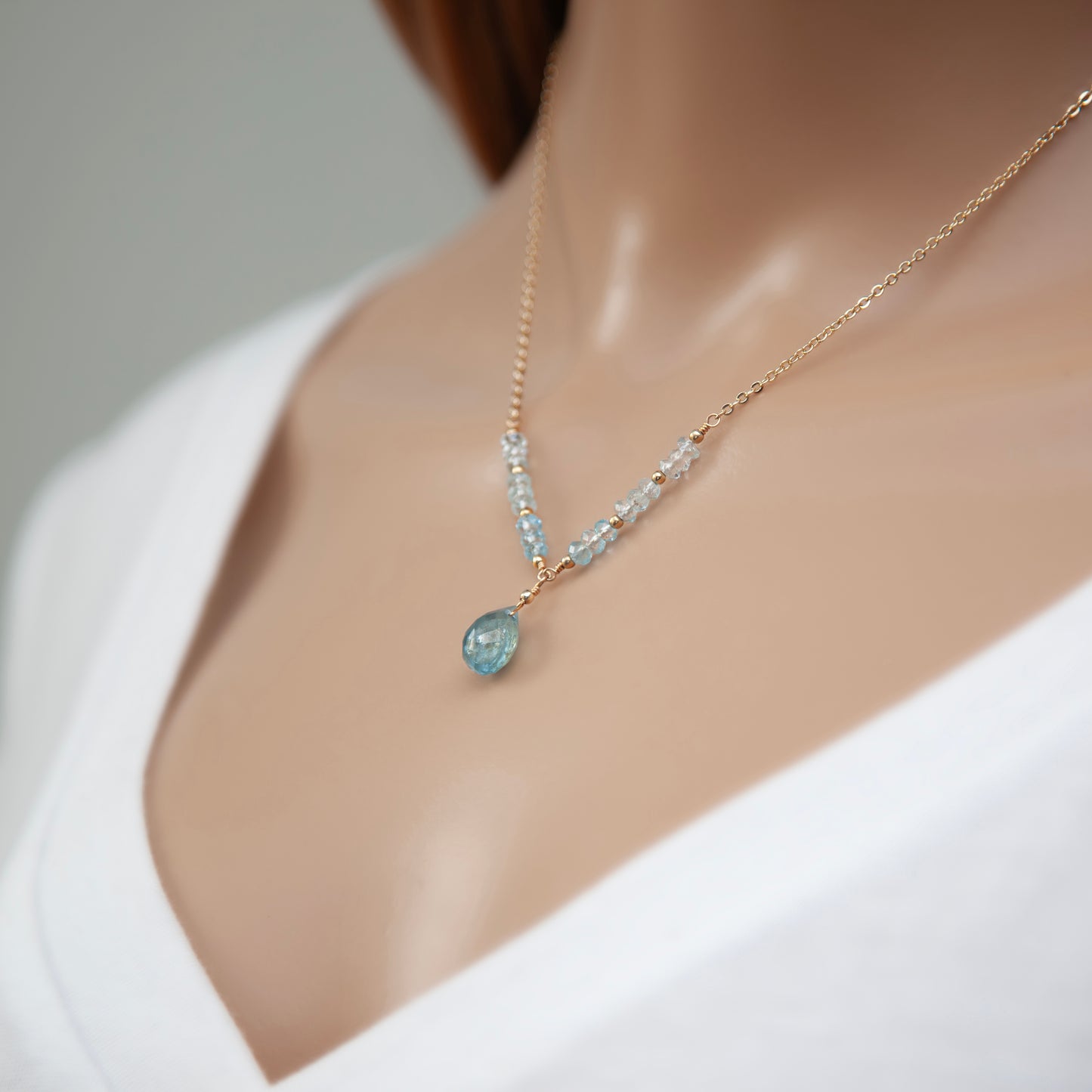 Aquamarine Teardrop Pendant Necklace