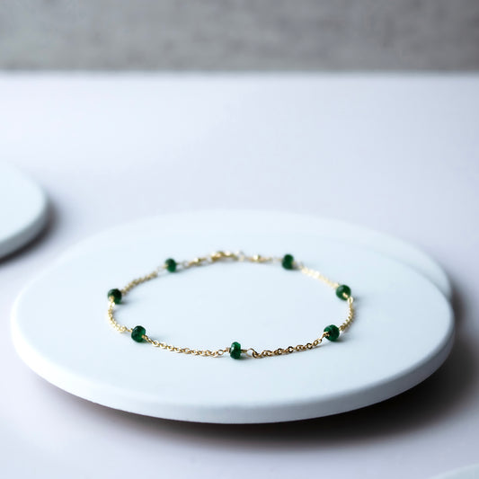 Emerald Satellite Bracelet (14k gold)