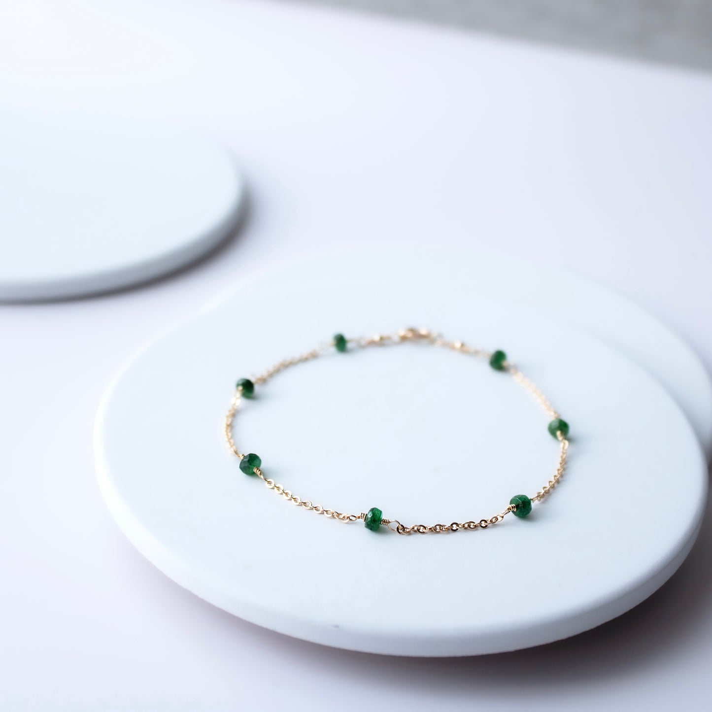 Emerald Satellite Bracelet (14k gold)