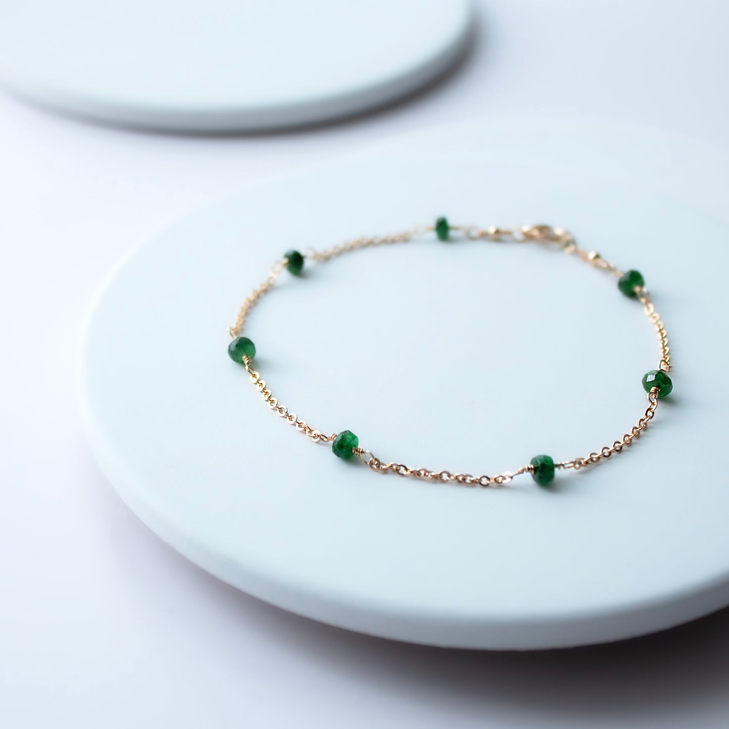 Emerald Satellite Bracelet (14k gold)