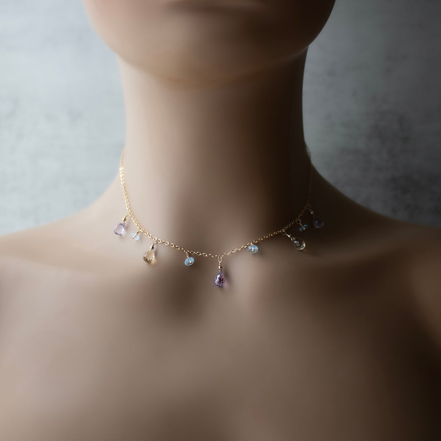 Lavender Amethyst, Citrine and Swiss Blue Topaz Necklace