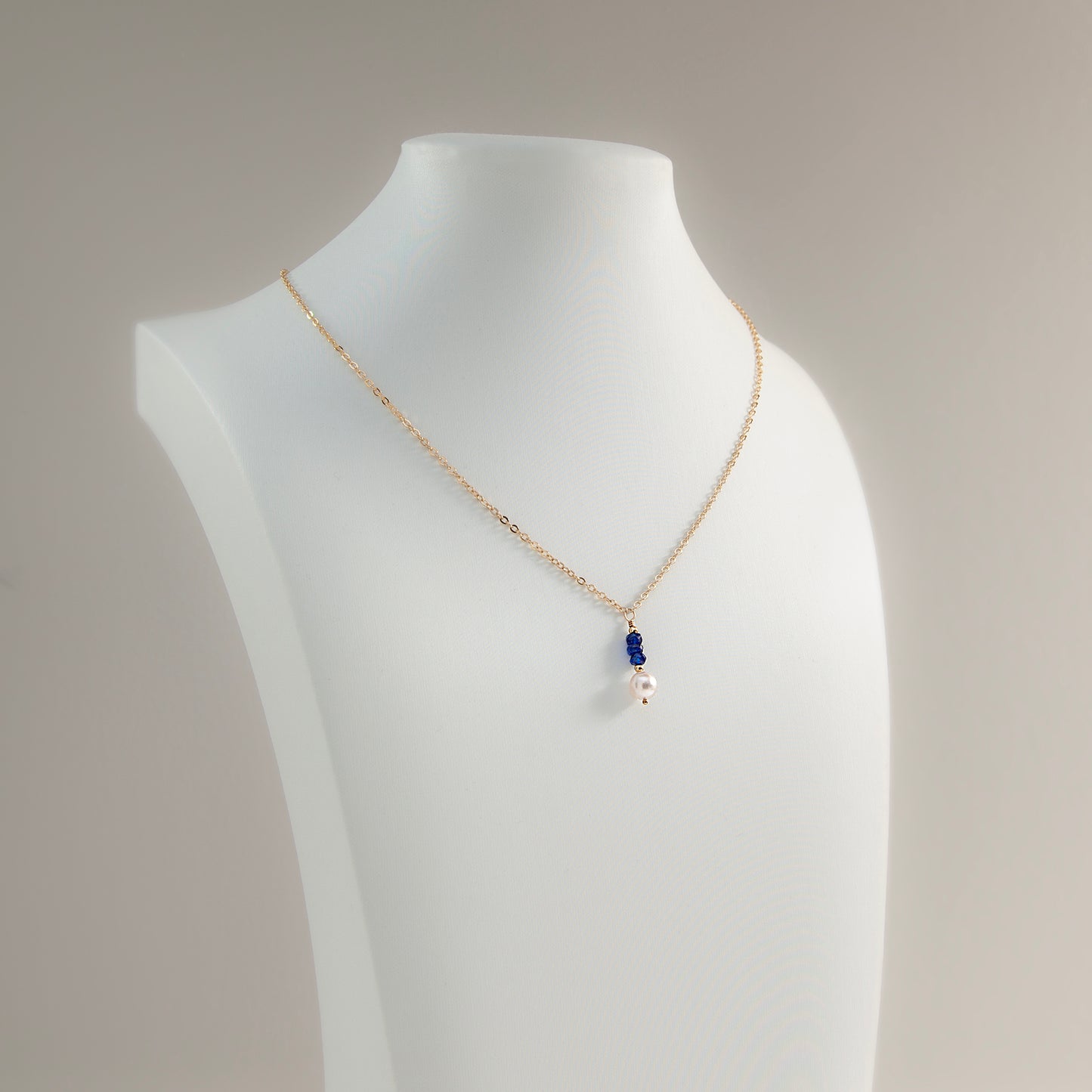 Akoya Pearl and Blue Sapphire Necklace and Earrings Set