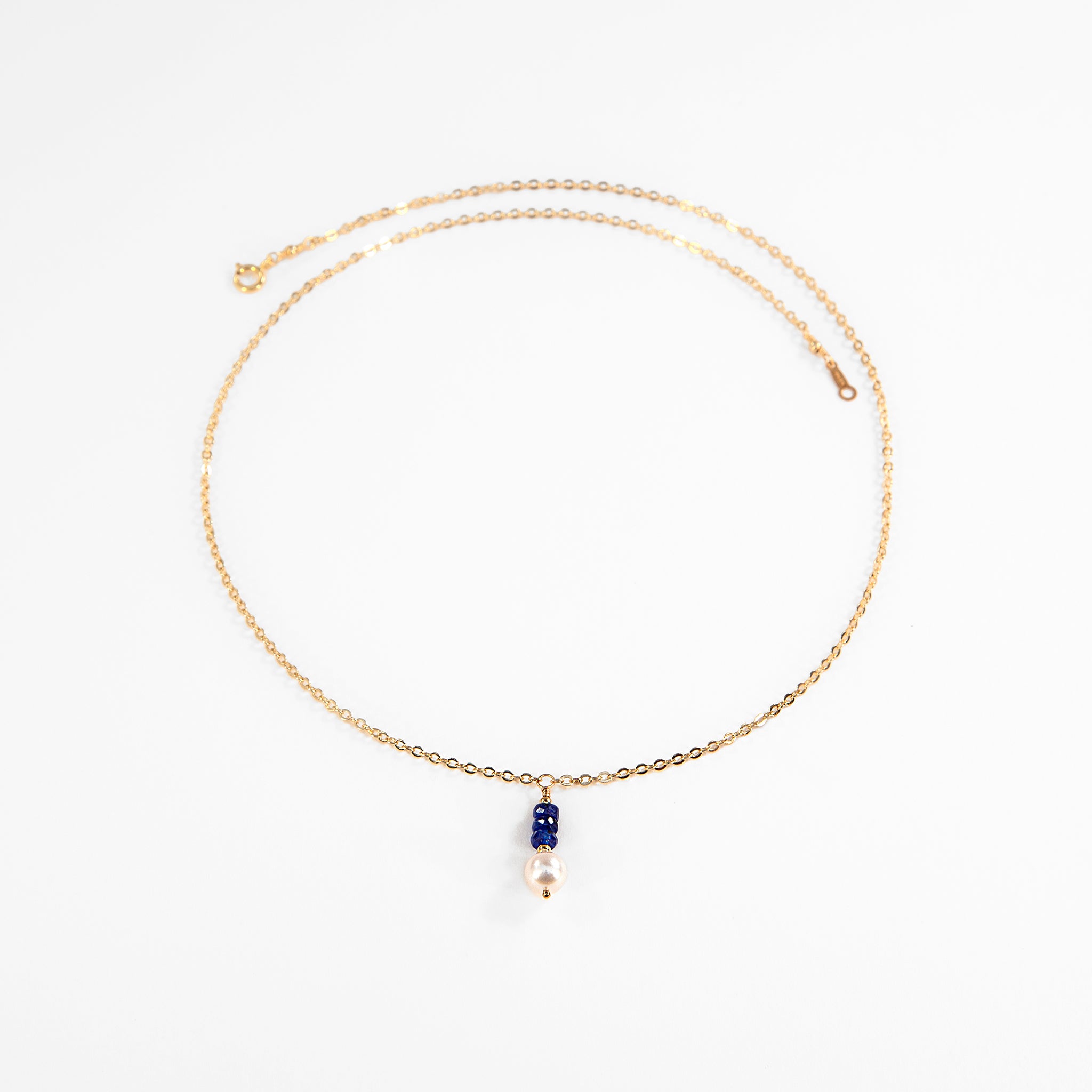 Akoya Pearl and Blue Sapphire Necklace