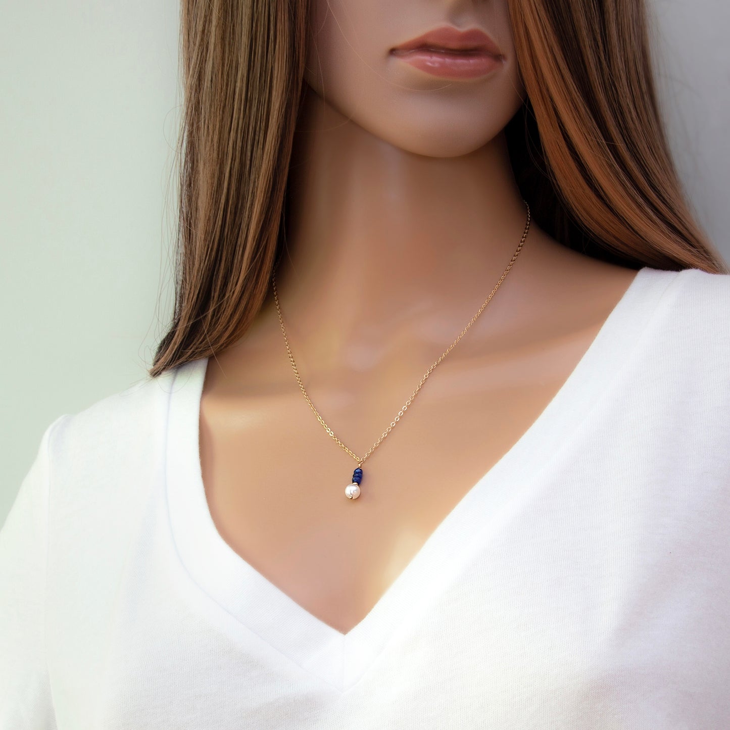 Akoya Pearl and Blue Sapphire Necklace and Earrings Set