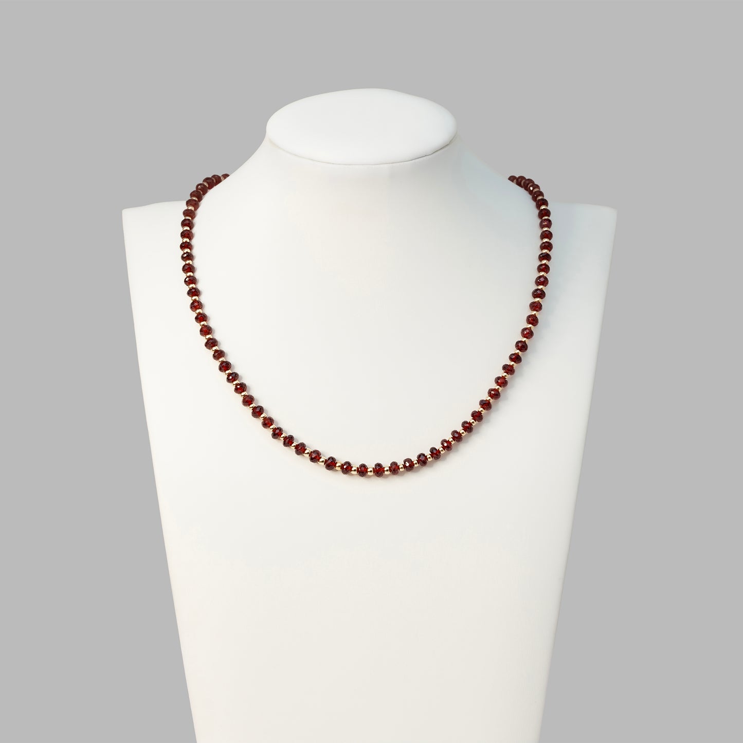 Garnet Choker Necklace with Freshwater Pearl Pendant