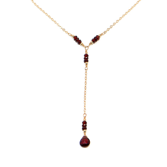 Garnet Lariat Necklace