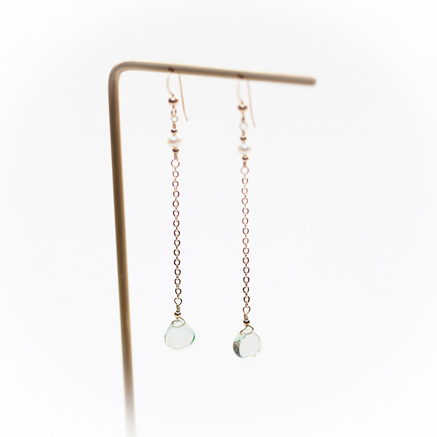 Green Amethyst and Freshwater Pearl Earrings