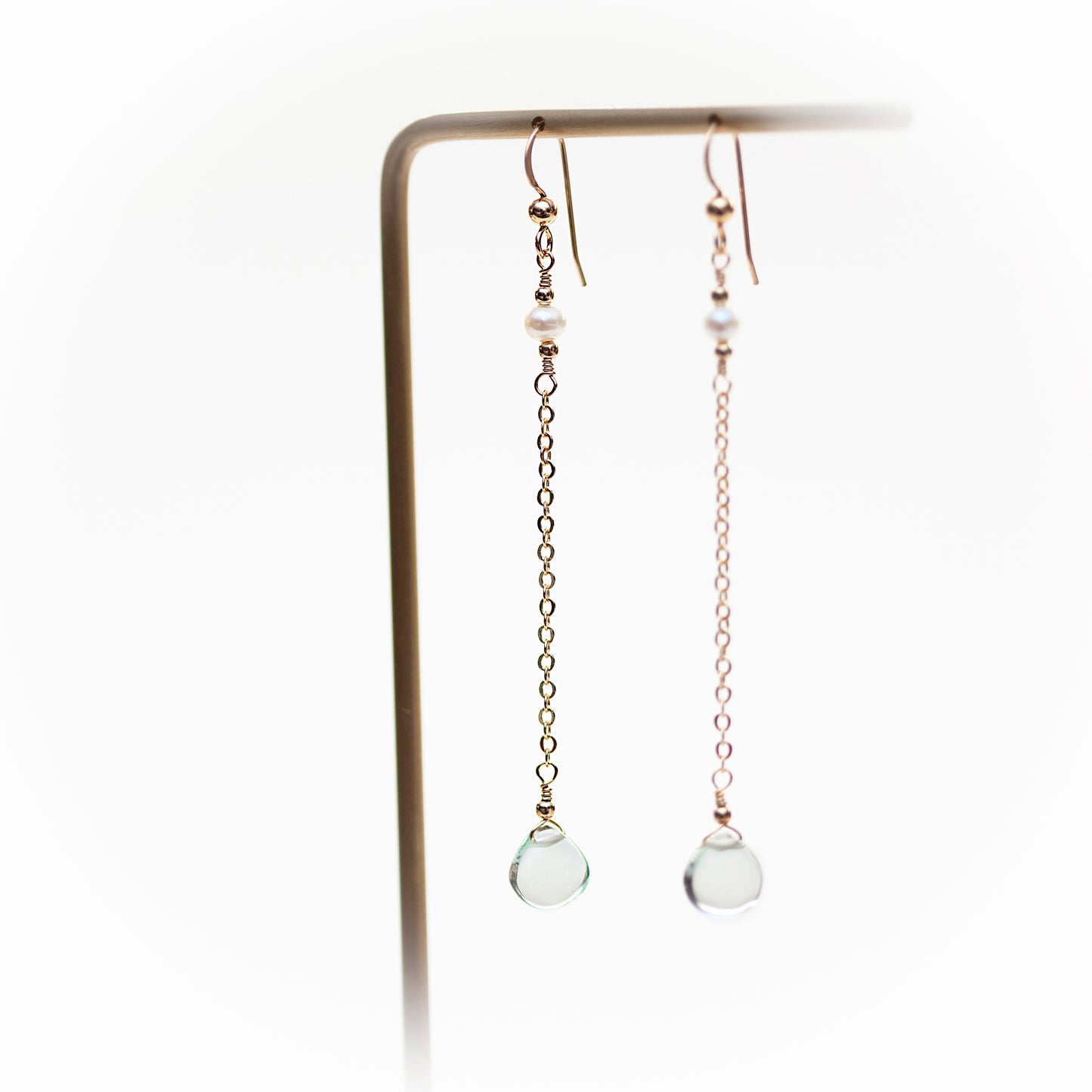 Green Amethyst and Freshwater Pearl Earrings