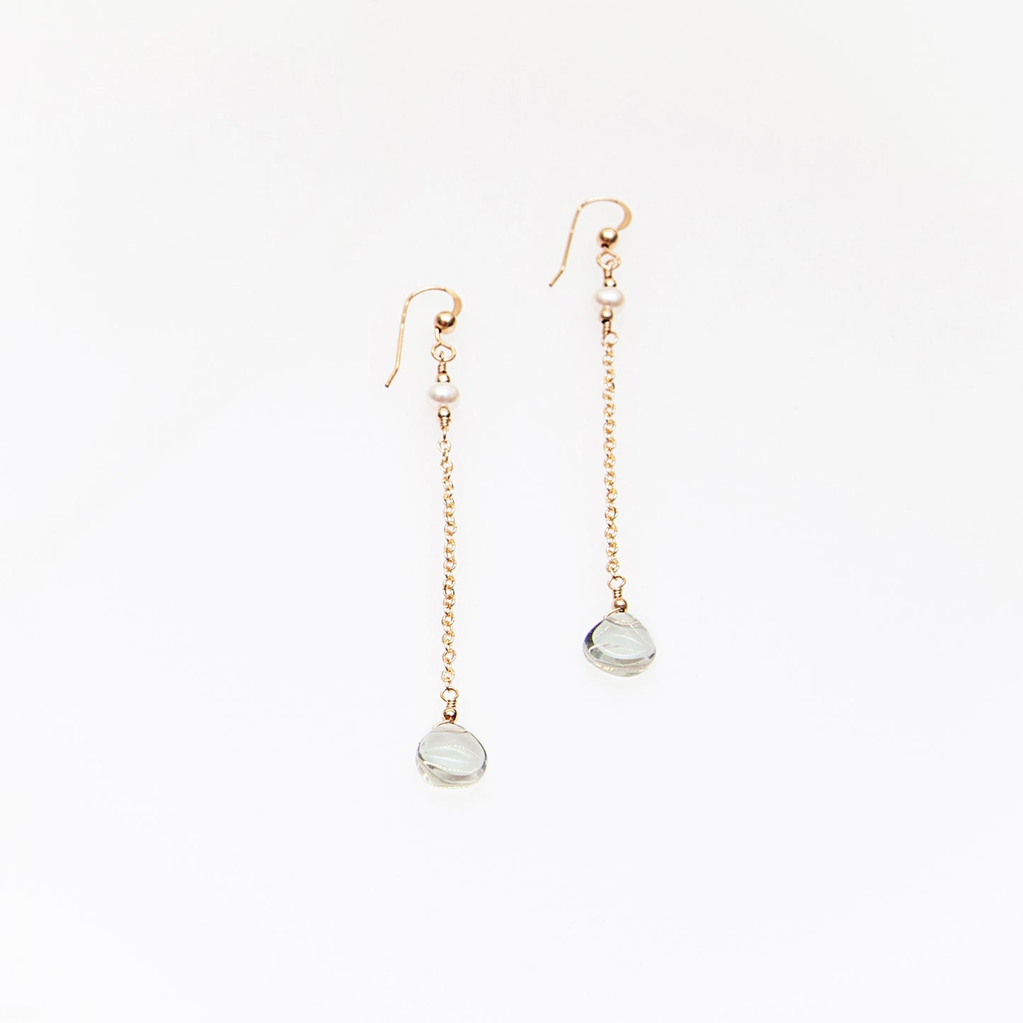 Green Amethyst and Freshwater Pearl Earrings