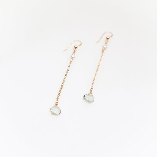 Green Amethyst and Freshwater Pearl Earrings