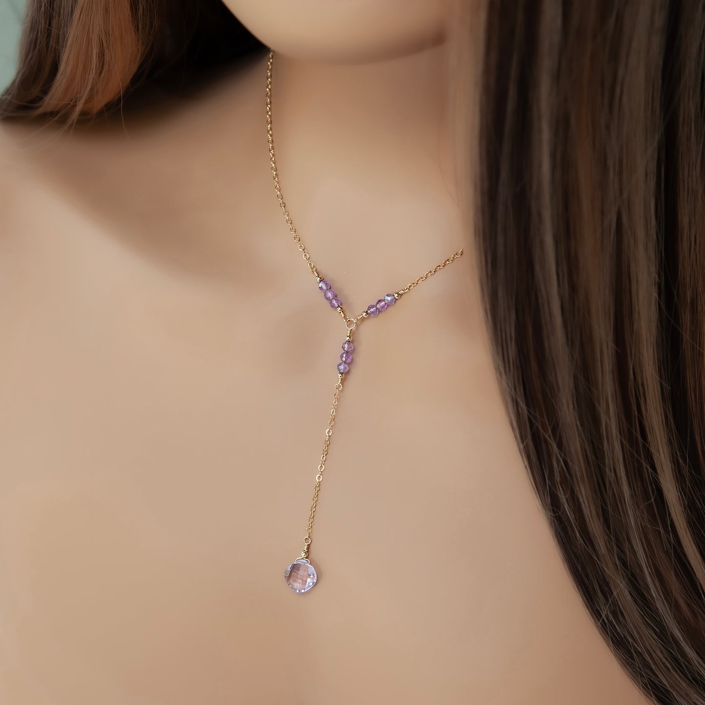 Lavender Amethyst Lariat Necklace