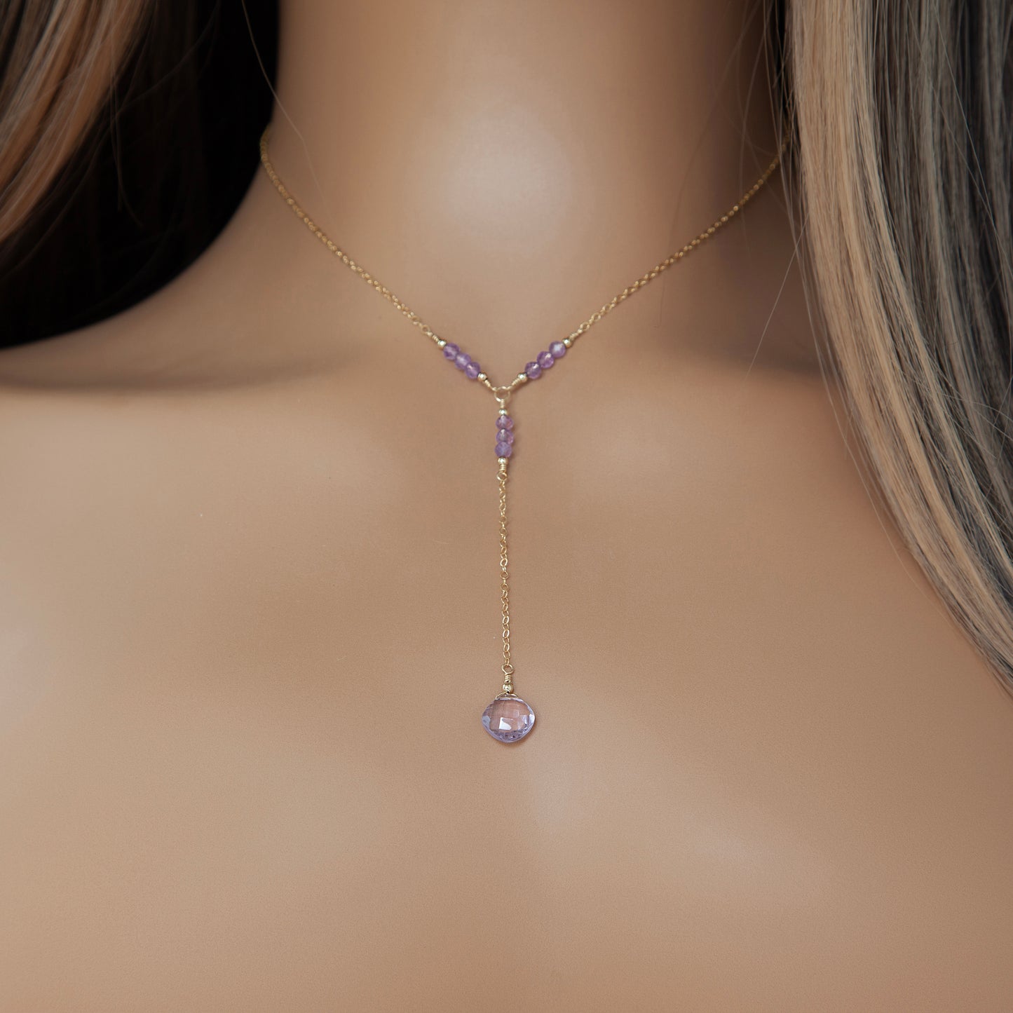 Lavender Amethyst Lariat Necklace