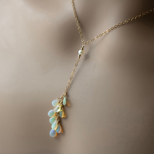 Opal Cascade Lariat Necklace