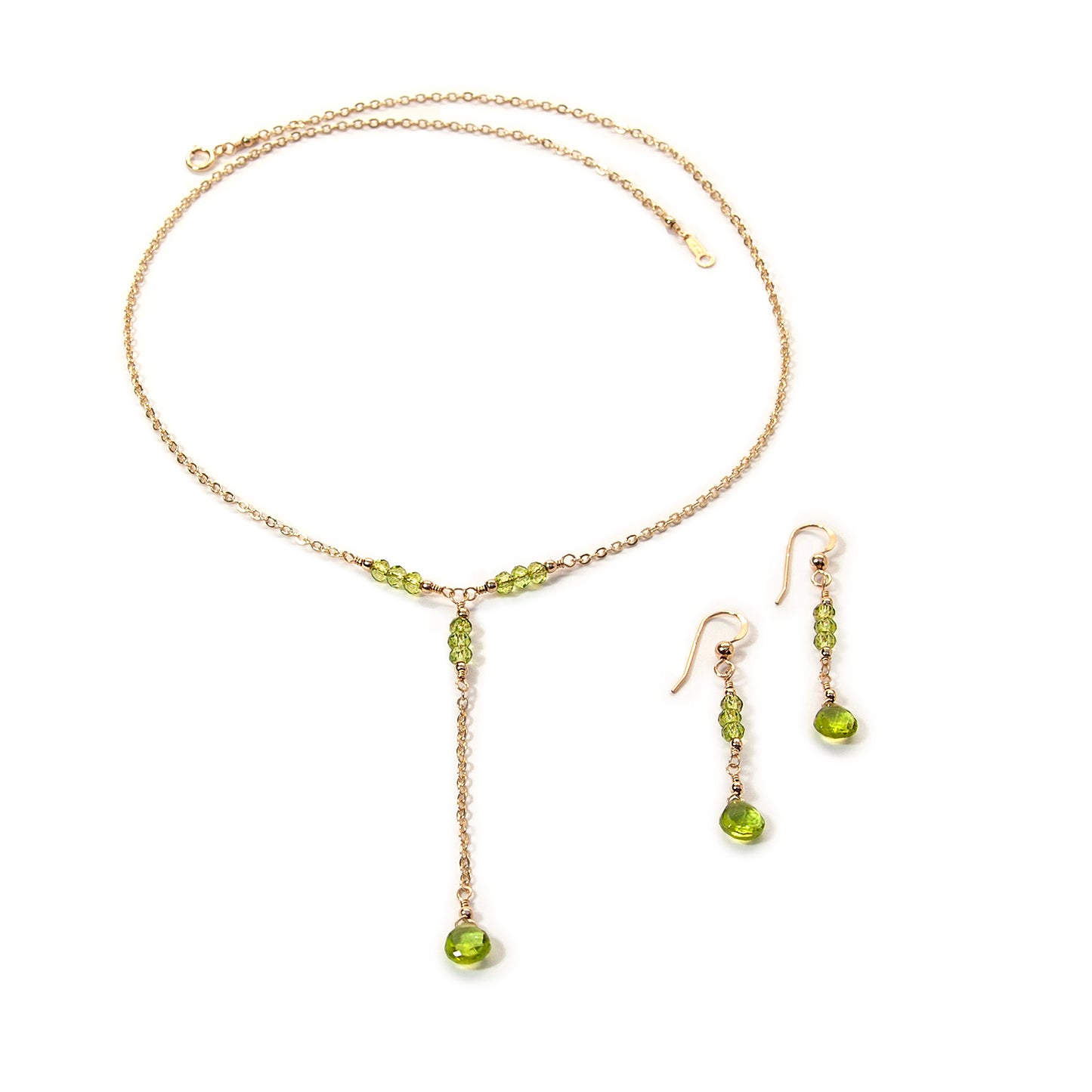 Peridot Lariat Necklace and Earrings Set #2