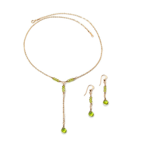 Peridot Lariat Necklace and Earrings Set #2