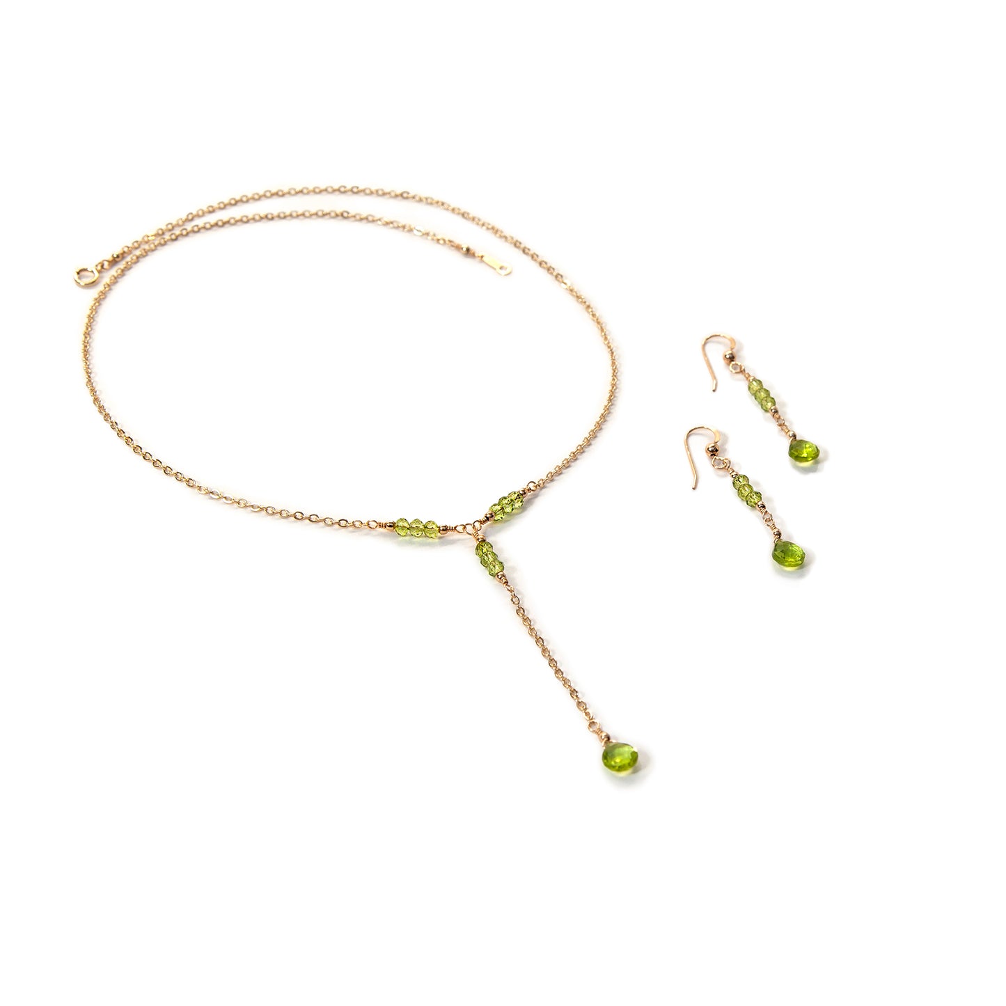 Peridot Lariat Necklace and Earrings Set #2