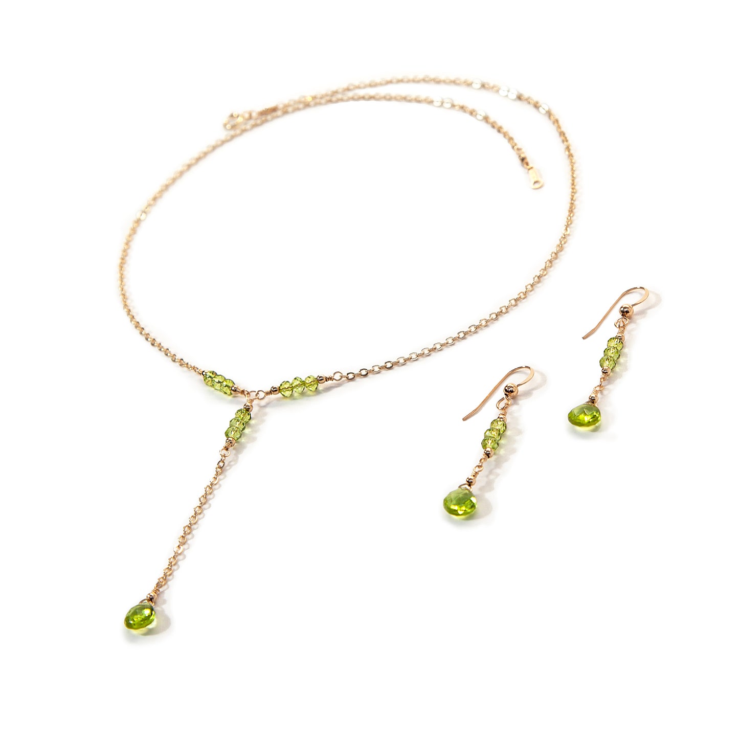 Peridot Lariat Necklace and Earrings Set #2