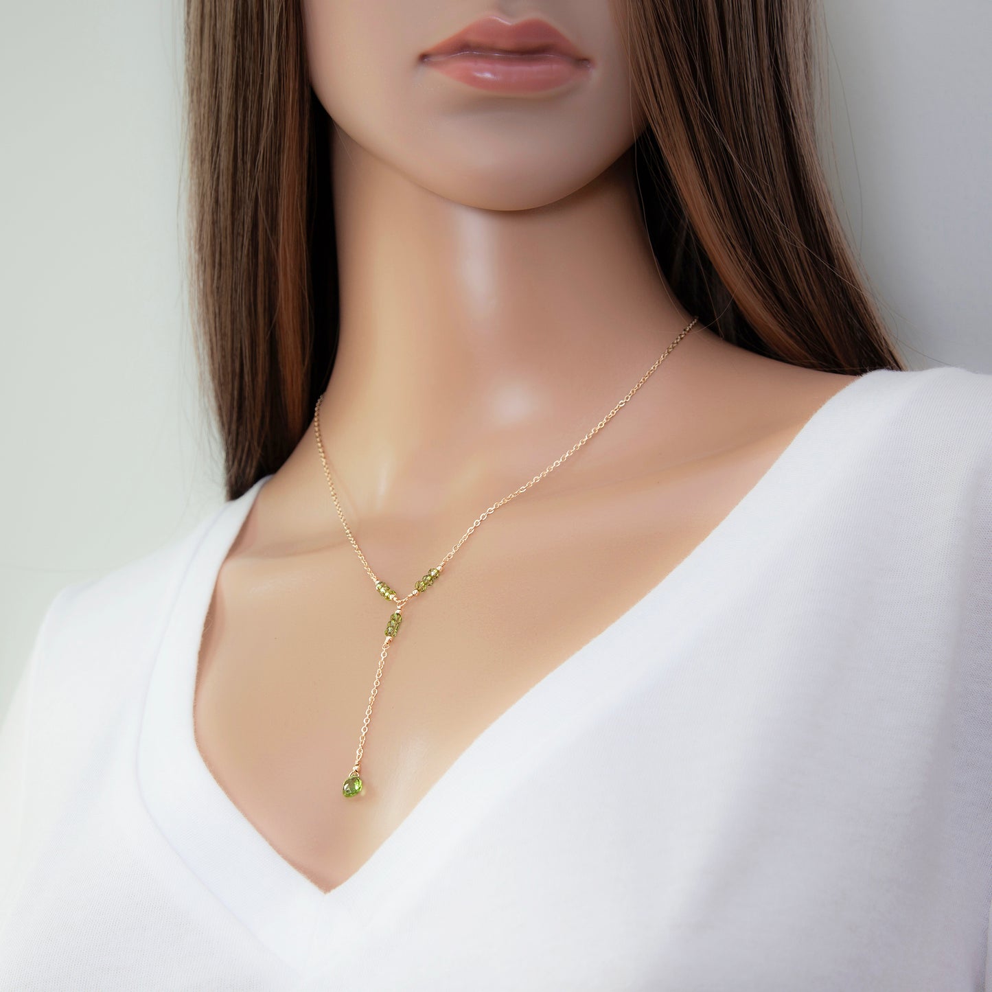 Peridot Lariat Necklace and Earrings Set #2